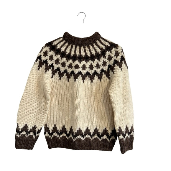 Vintage Sweaters - Vintage Brown and Cream Patterned Sweater